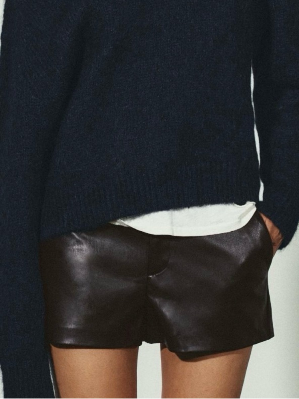 Zara Black Faux Leather Shorts
